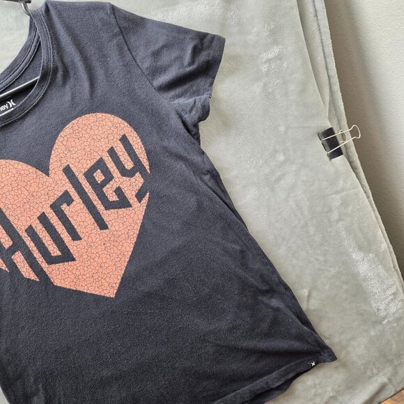 Hurley Womens XL Heart Logo Tee Black Orange - Picture 4 of 9